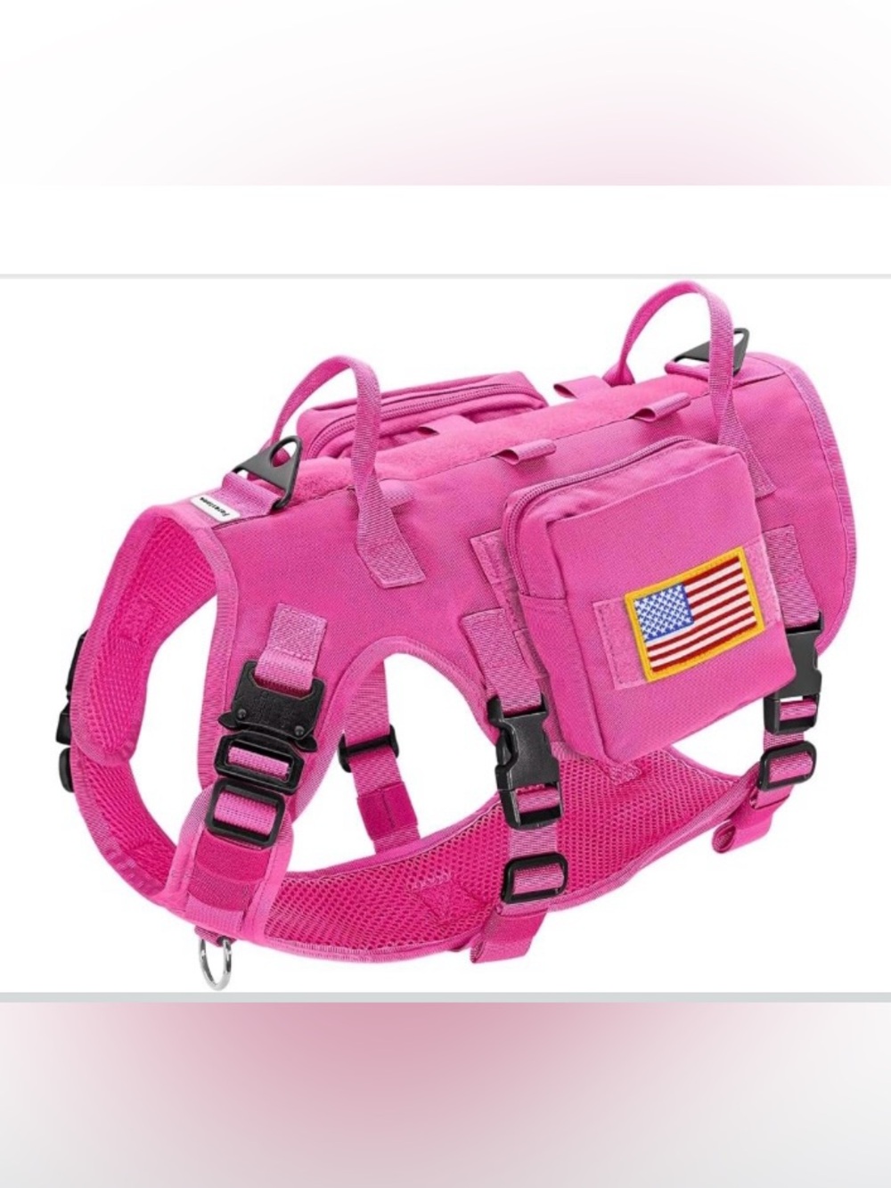 Forest paw Tactical Dog Harness for Large Dogs,Service Dog Vest,Hot Pink.Lrg. Ne